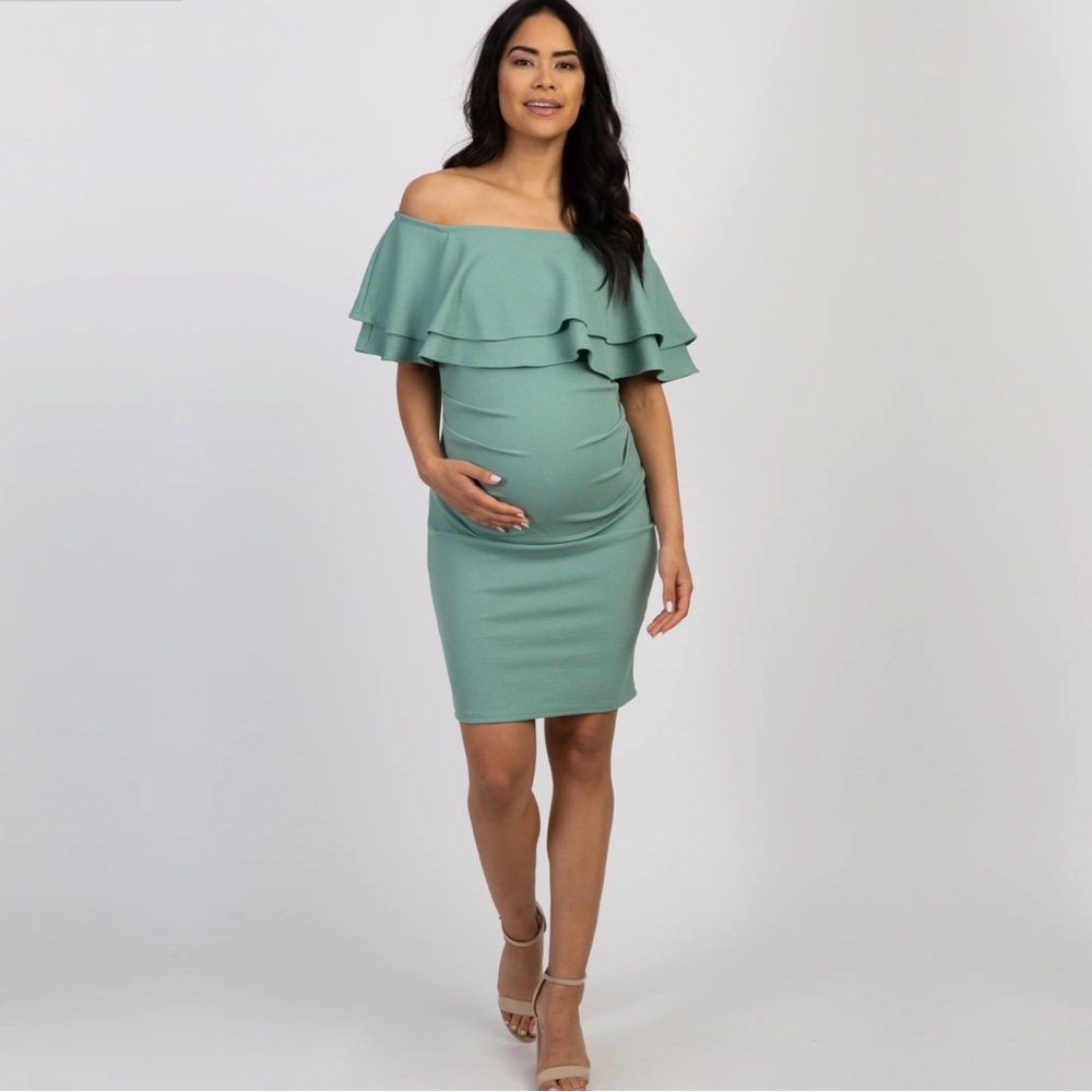 PINK BLUSH MATERNITY Sage Off Shoulder Fitted Maternity Dress SIZE XL